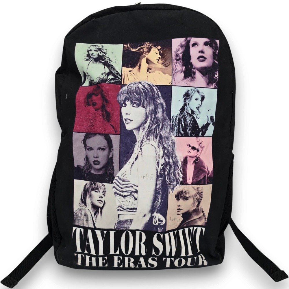 Taylor Swift The Eras Tour Backpack Black Canvas Graphic Concert Merch Bag